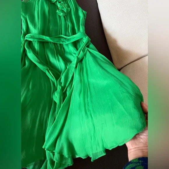 Zara Vibrant Green Pleated Dress - Picture 3 of 8